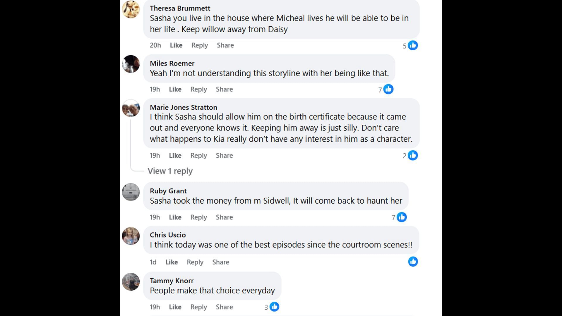 Fans voice their opinions about Sasha's character (Image via Facebook/General Hospital Fans - Official)